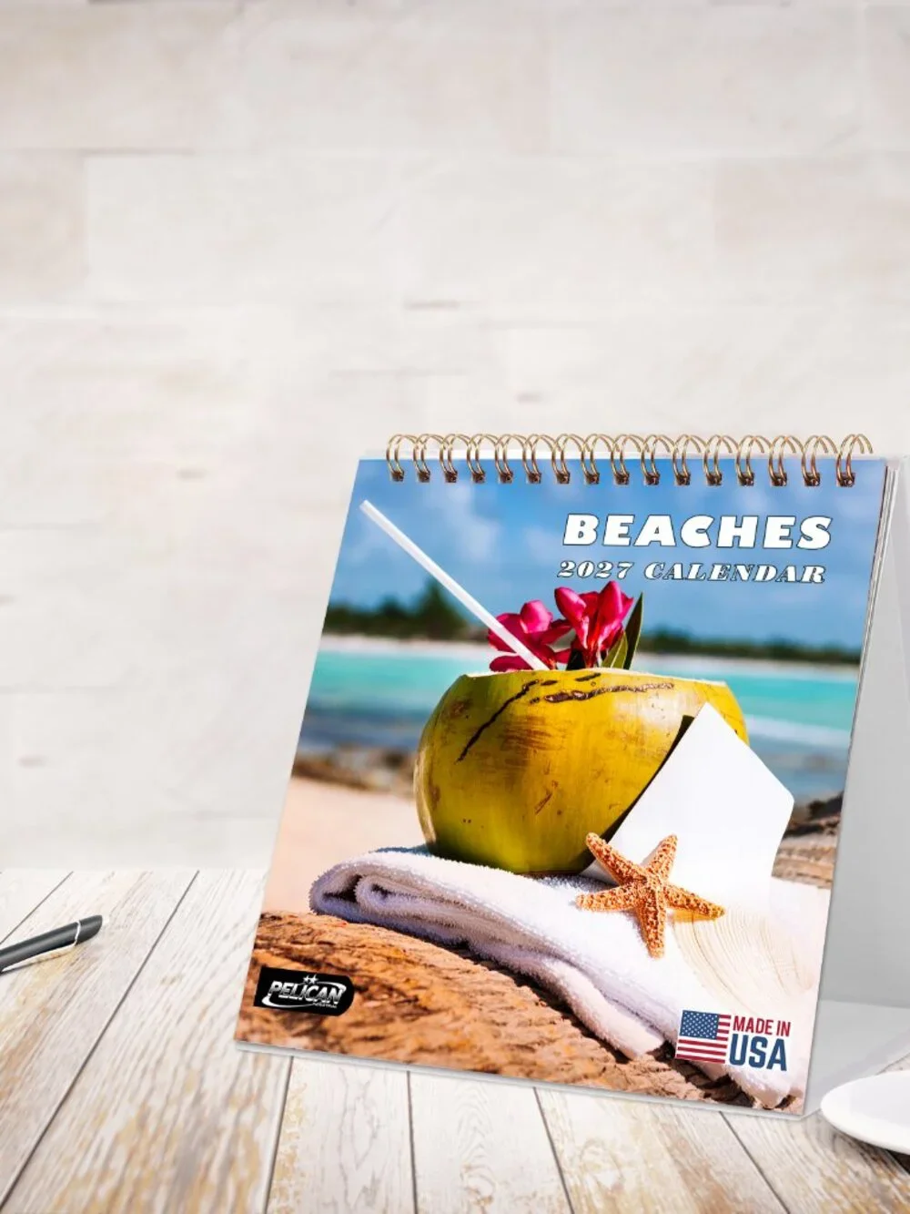 2027-12 Months Desk Calendar Desktop Planner with To-Do List (Beaches))